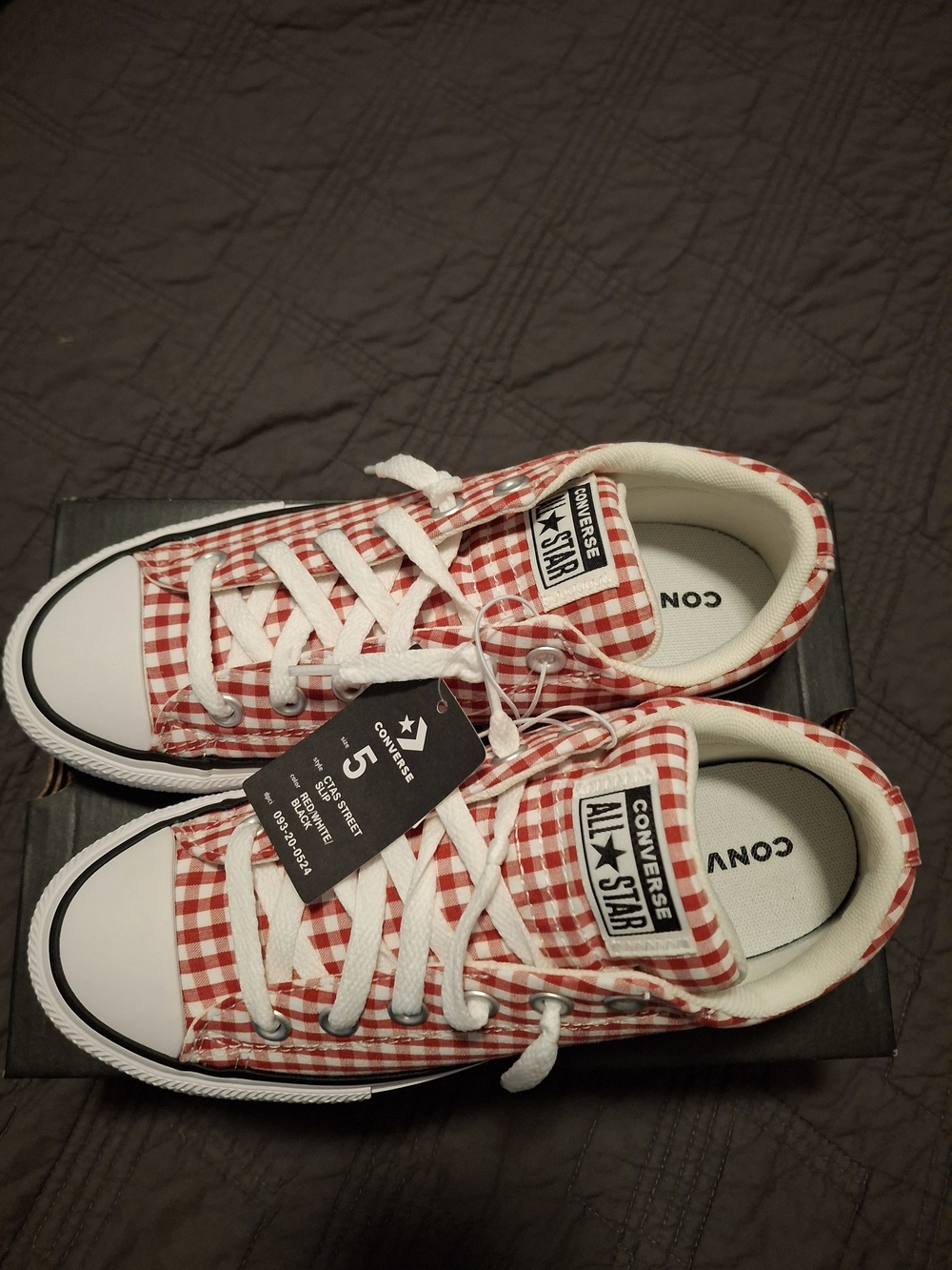 Converse Kids' All Star Low Top Sneakers - Red Gingham Size 5